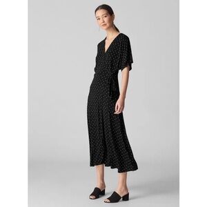 WHISTLES Spot Wrap Jersey Tie Dress Polka Dot Black White Size 6